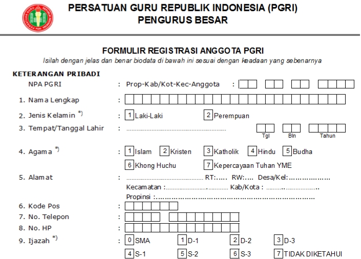 Pendaftaran PGRI Kutai Kartanegara - Persatuan Guru Republik Indonesia Cabang Kutai Kartanegara